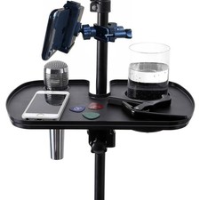 Microphone Stand Cup Holder ClampOn Tray Fits Most Stands MultiFunctional