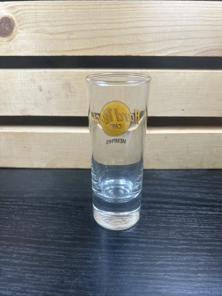 Hard Rock Café Memphis Doble Tiro Vidrio 4” Clásico Círculo Negro Logo Serie Foto 4 de 4