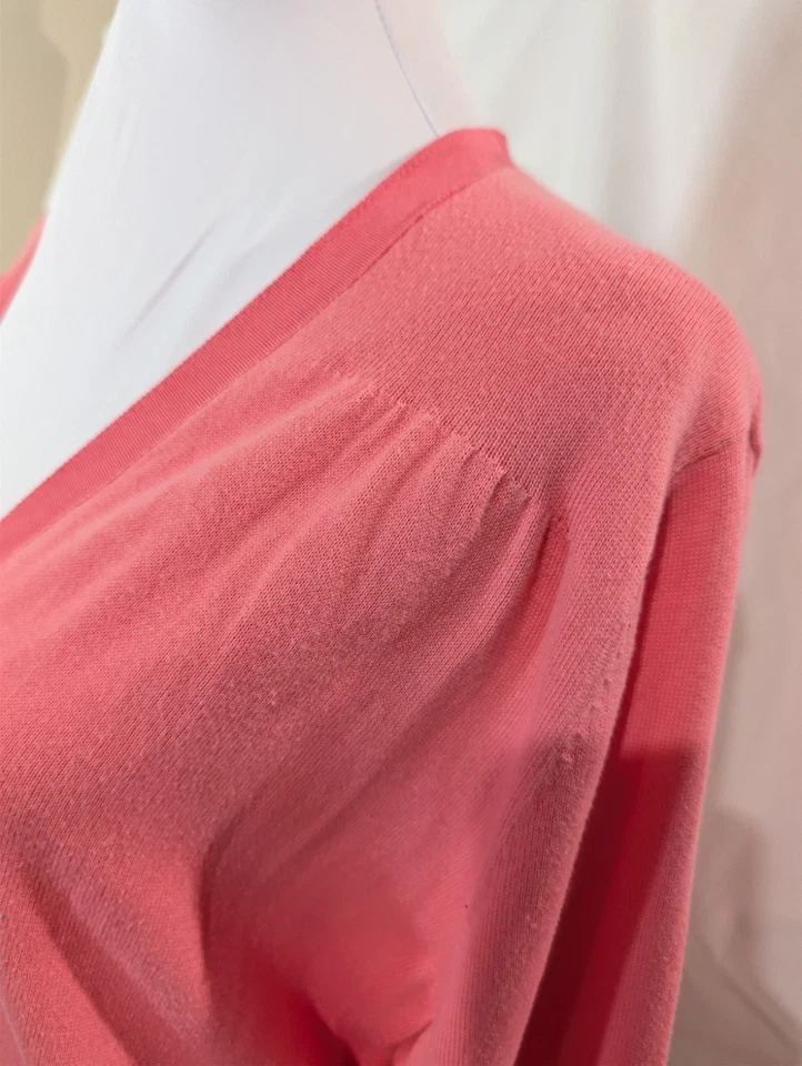 Lands' End Cardigan Sweater Pink Women's Knit 100% Supima Cotton Women's Size 1X - Image 2 of 4