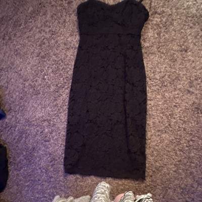 Viva Adini Women's Sleeveless Black Lace Floral Midi Sheath Dress Size M