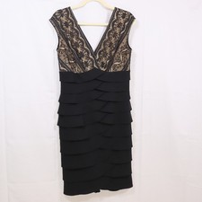 Jessica Howard Lace Tiered Sheath Dress 8 Black Womens Cocktail Party