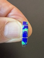 Vintage Azurite Malachite Inlay Sterling Silver 925 Ring 5.75