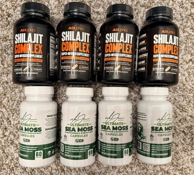 Lot of 8 Alex Jones Naturals Supplements Shilajit Complex + Ultimate Sea Moss