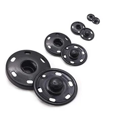 55 Sets Sew-on Snap Buttons Metal Snap Fastener Durable Press Studs Black