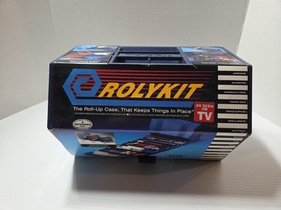 Rolykit Roll Up Storage Case Organizer S-11 Dark Blue Compartments Vintage 
