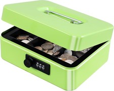 Cash Box with Combination Lock,Safe Metal Box for Money,Storage Lock Box with Mo