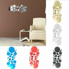 OFFICE ROUND SELF REMOVABLE 30PCS 3D WALL ADHESIVE HOME MIRROR STICKER DECOR FIL