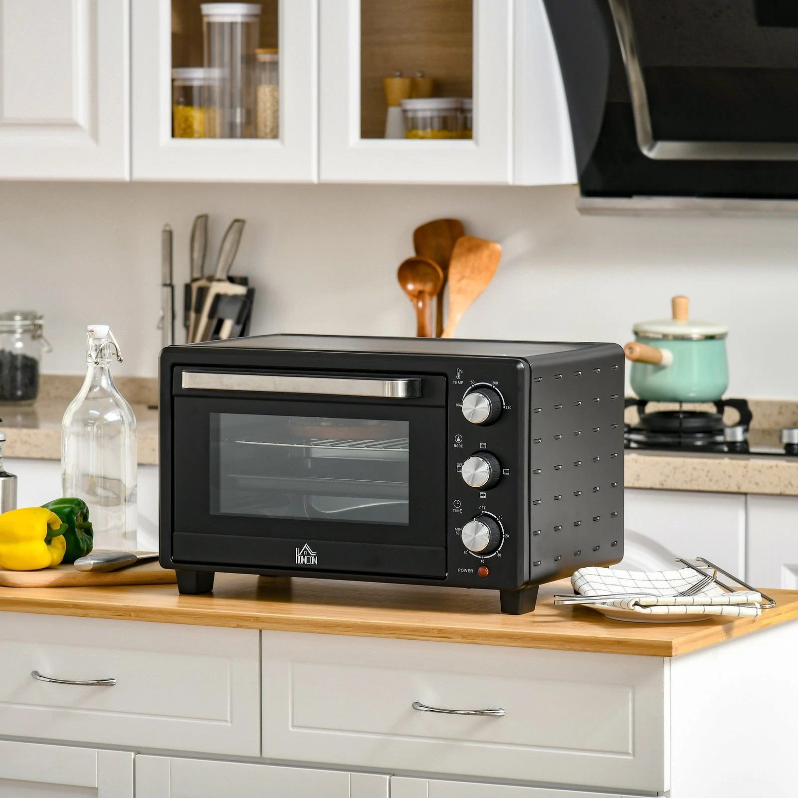 Mini Oven 21L Countertop Electric Toaster Oven w/ Adjustable Temp Timer, Black
Opens in a new window