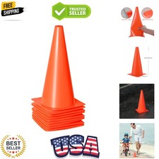 12 Inch Traffic Training Sports Cones, [10 Pack] Orange Safety Cones, Soccer ...
