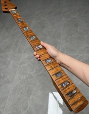4strings Jazz BASS 21Frets Roasted Flame Maple guitar neck Shell inlay Bone Nut