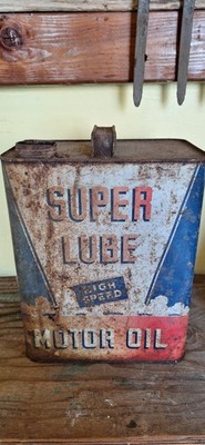 Rare Antique Super Lube High Speed Motor Oil - 2 Gal Can