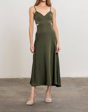 Moon River Cut Out Slip Midi Dress Olive
