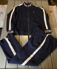 VTG Polo Ralph Lauren Tracksuit 2 Piece Set Navy White Men  s Sz Large Polo Sport
