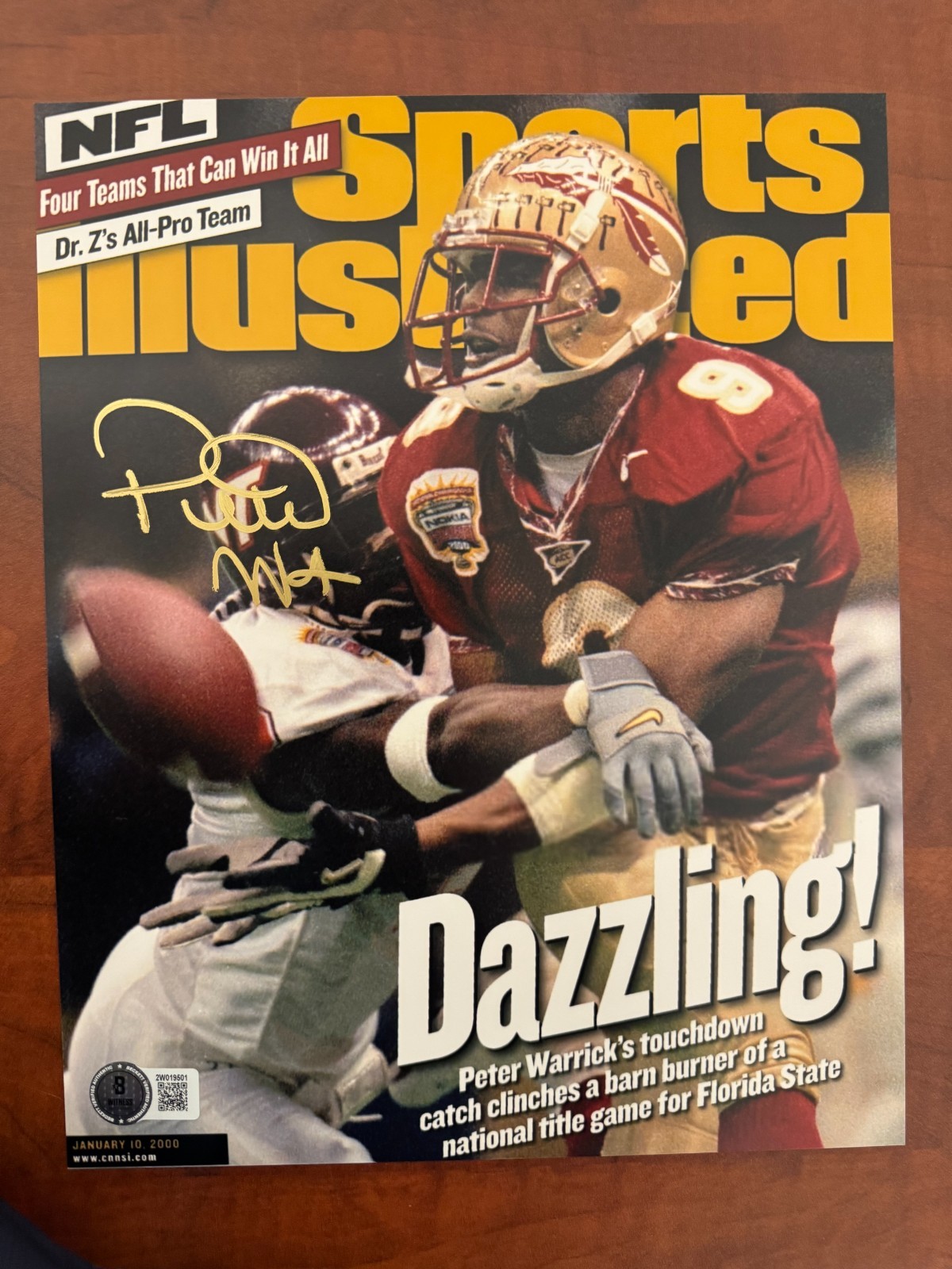 Peter Warrick Autographed Signed Florida State Seminoles 8 X 10 Photo BECKETT AUTHENTICATED 