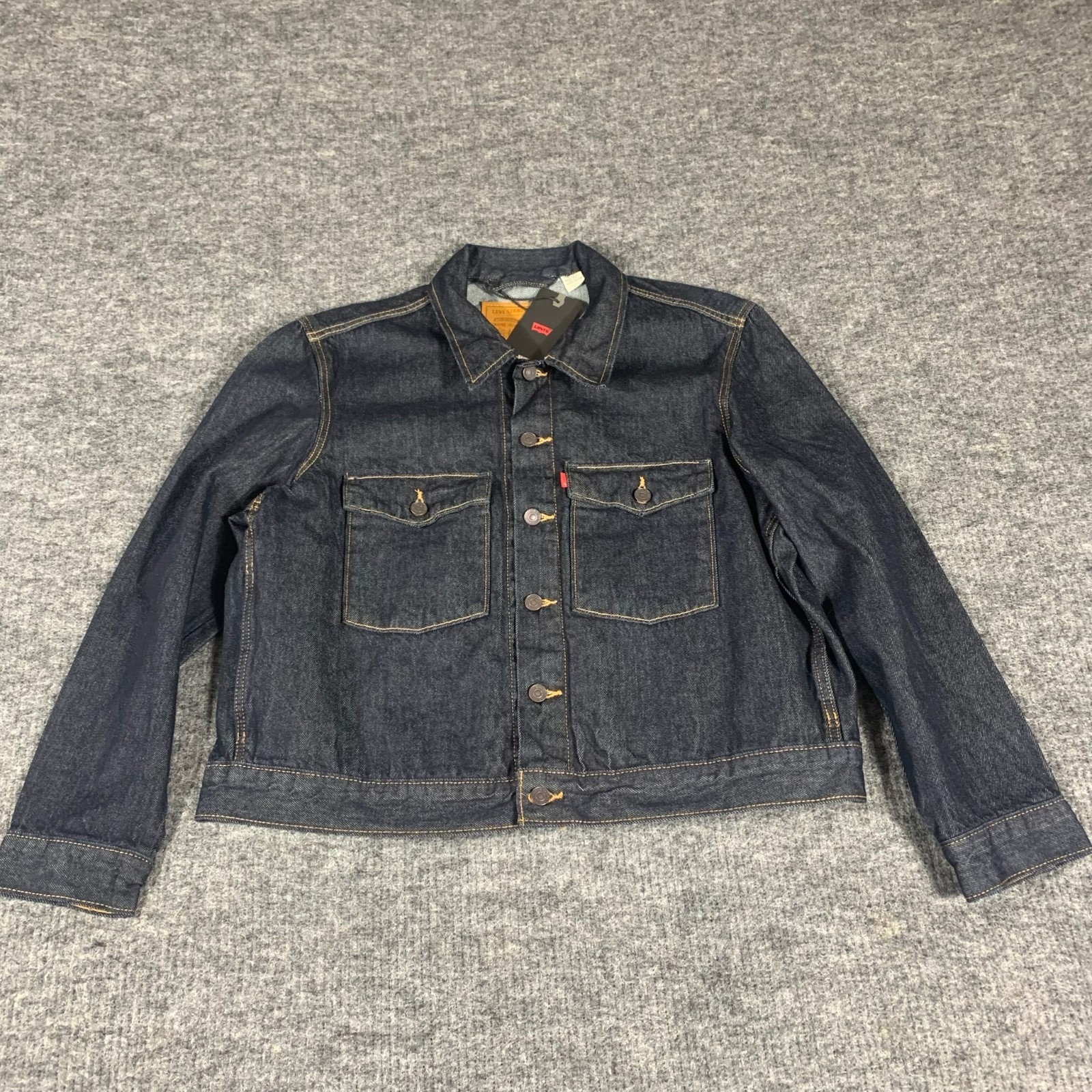 Levis Jacket Mens Large L Blue Dark Wash Jean Denim Trucker 