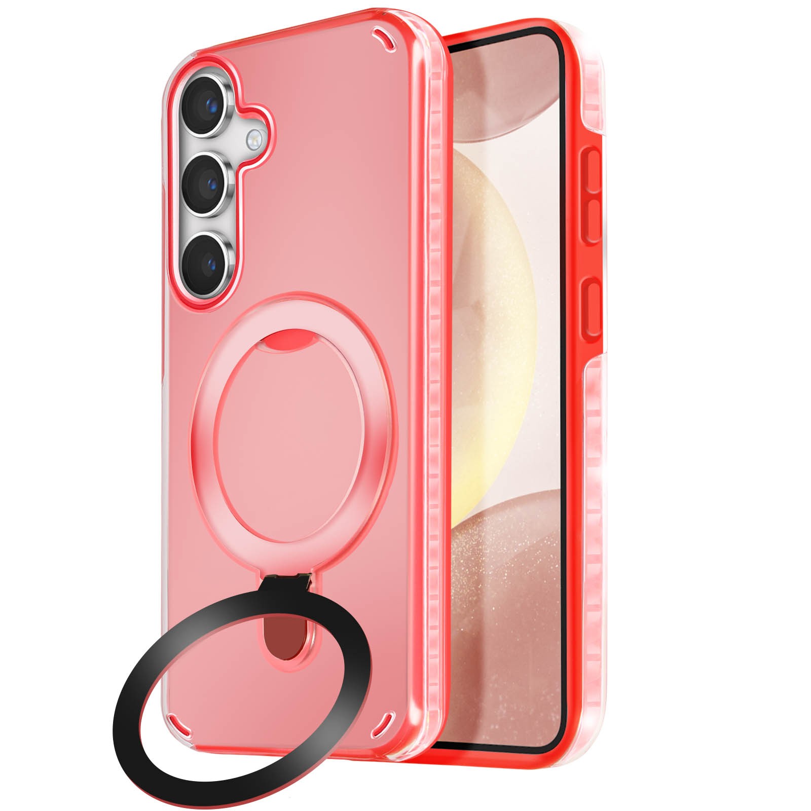 Coque support antichoc S25 Plus rigide et silicone rouge robuste