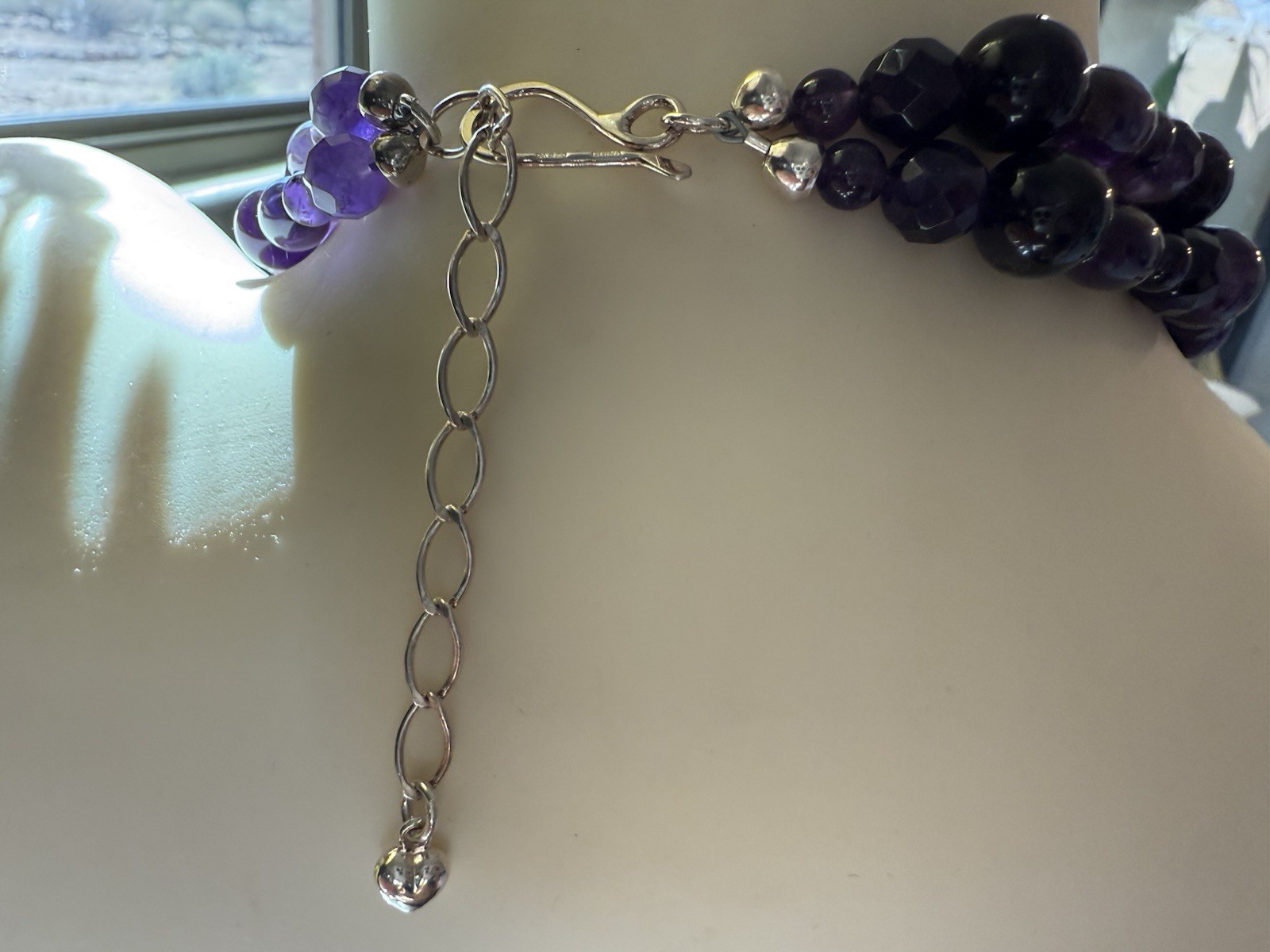 Double stranded amethyst beads with sterling and … - image 9