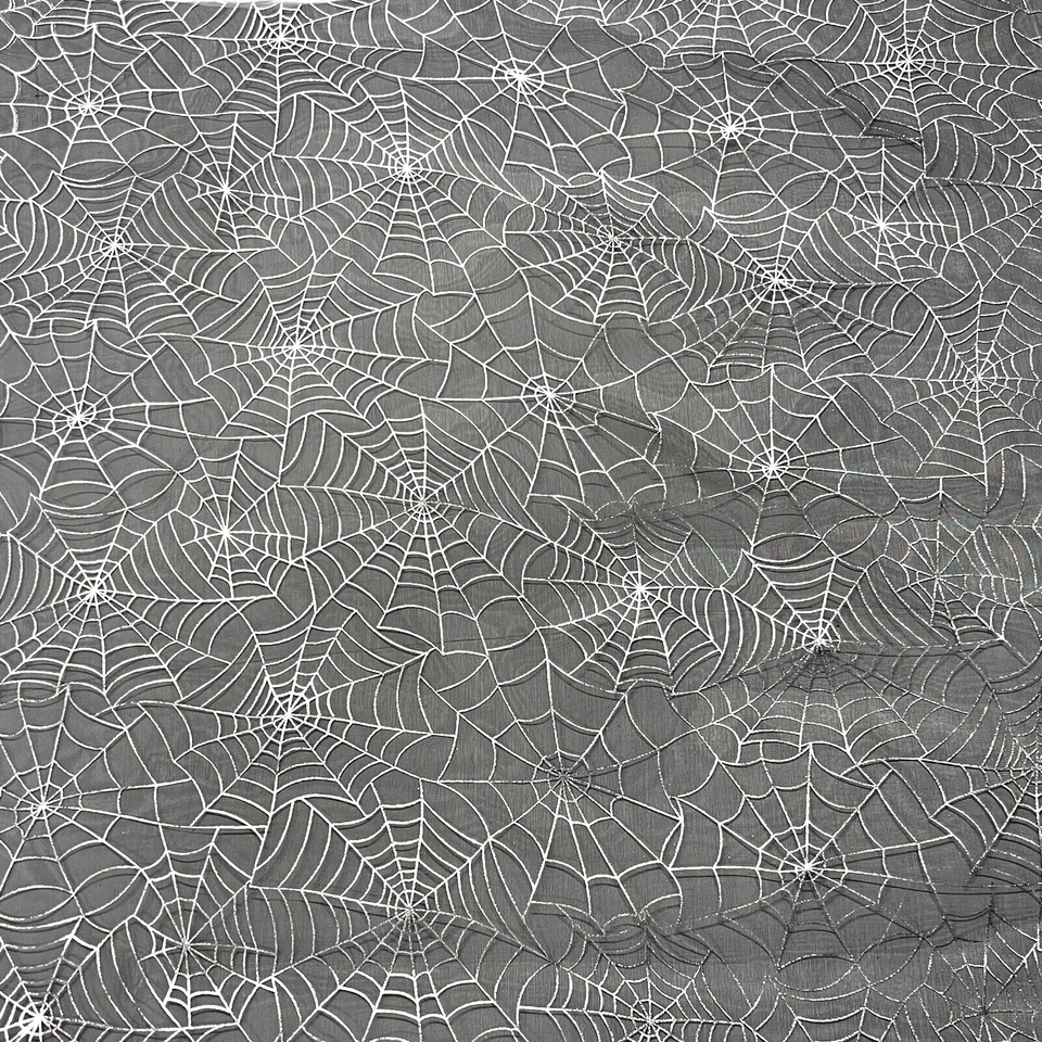 Organza Stoff Spinnennetz Schwarz Silber Transparent Karneval Bekleidung Deko - Bild 3 von 4