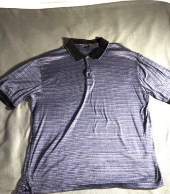 Tasso Elba Polo Shirt Mens XL Purple Short Sleeve Quarter Buttons Golf Collar