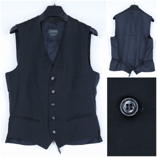 Mens Waistcoat Medium Size US 38 Vintage Black ZARA MAN Formal Dress Vest