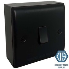 Matt Black Switches & Sockets with 32mm Black Surface Pattress Back Box