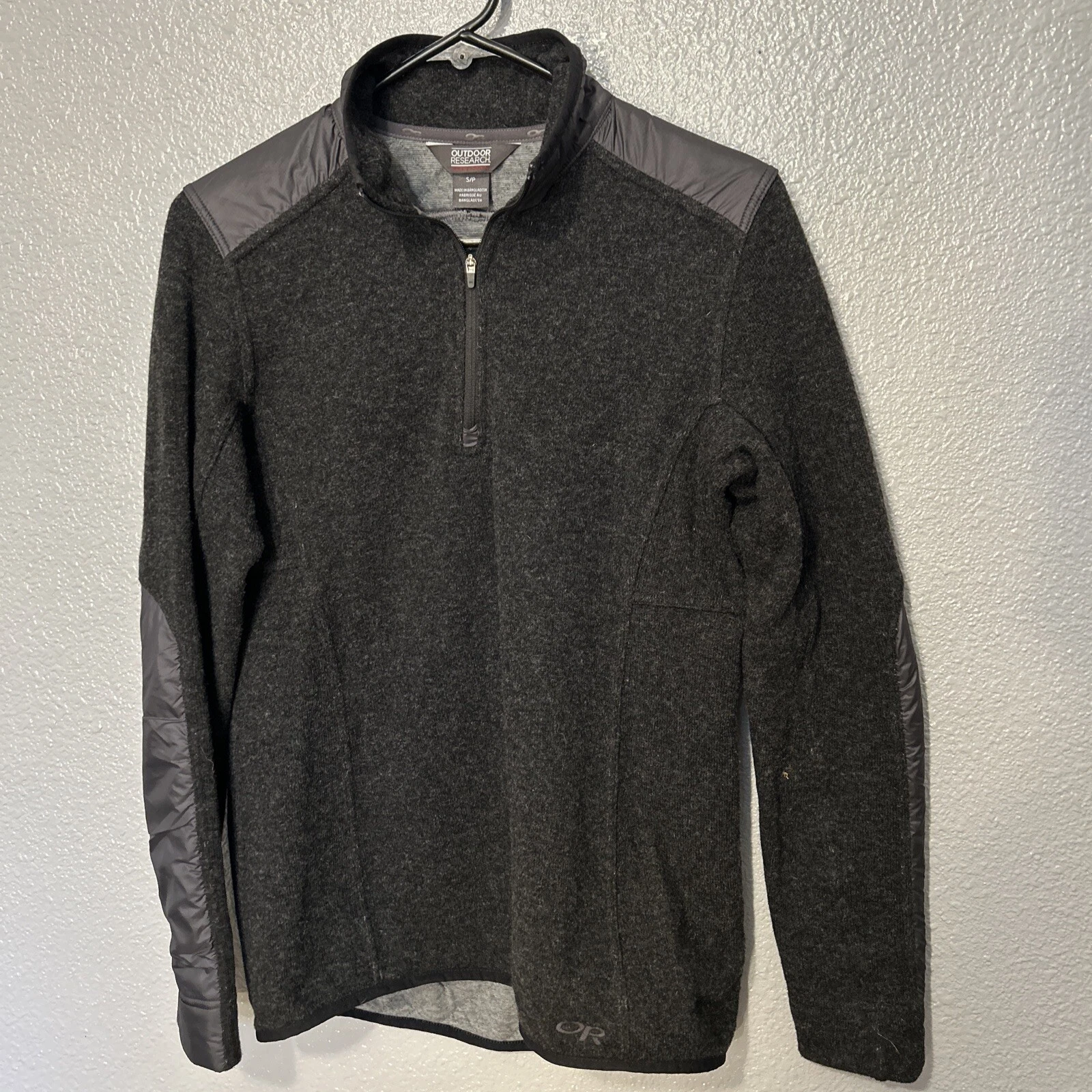 outdoor-research cypress hybrid 1/4 zip wool pullover jacket