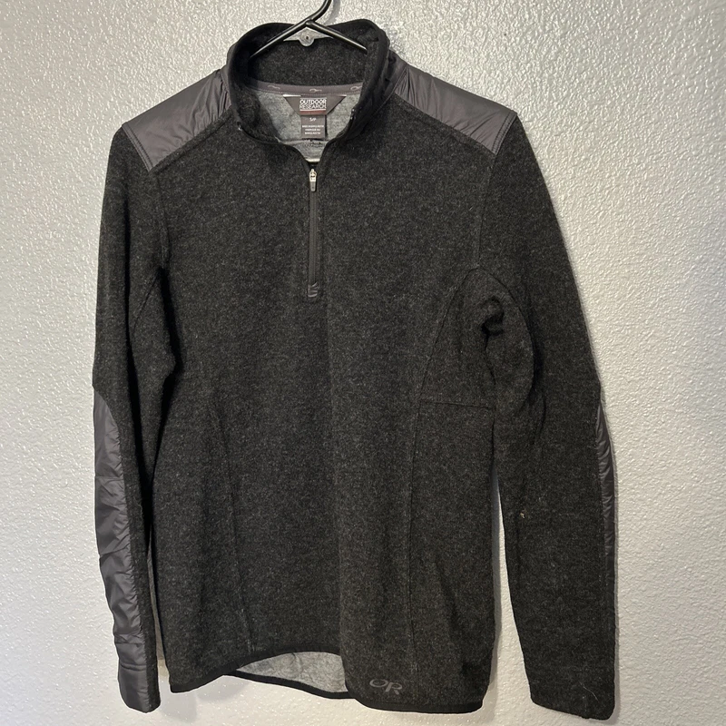 outdoor-research cypress hybrid 1/4 zip wool pullover jacket
