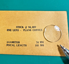 Edmund One Lens Plano Convex 24mm Diameter 105mm Focal Length Chipped 
