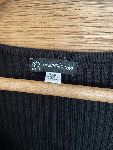 Womens ND New Directions Sweater Dress Sz S Black White Chevron - Picture 2 of 2