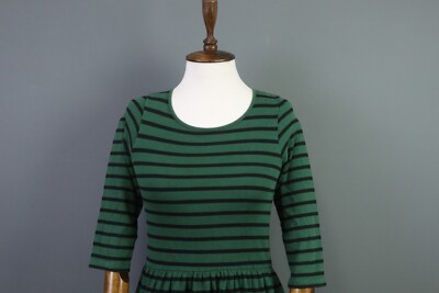Ganni Green Striped 3/4 Sleeve Old Spice Jersey A-Line Short Tunic Dress  Size XS | eBay