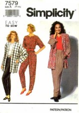 Simplicity Sewing Pattern 7579 Misses Pull On Pants Top Jacket Sizes 6-24 UNCUT