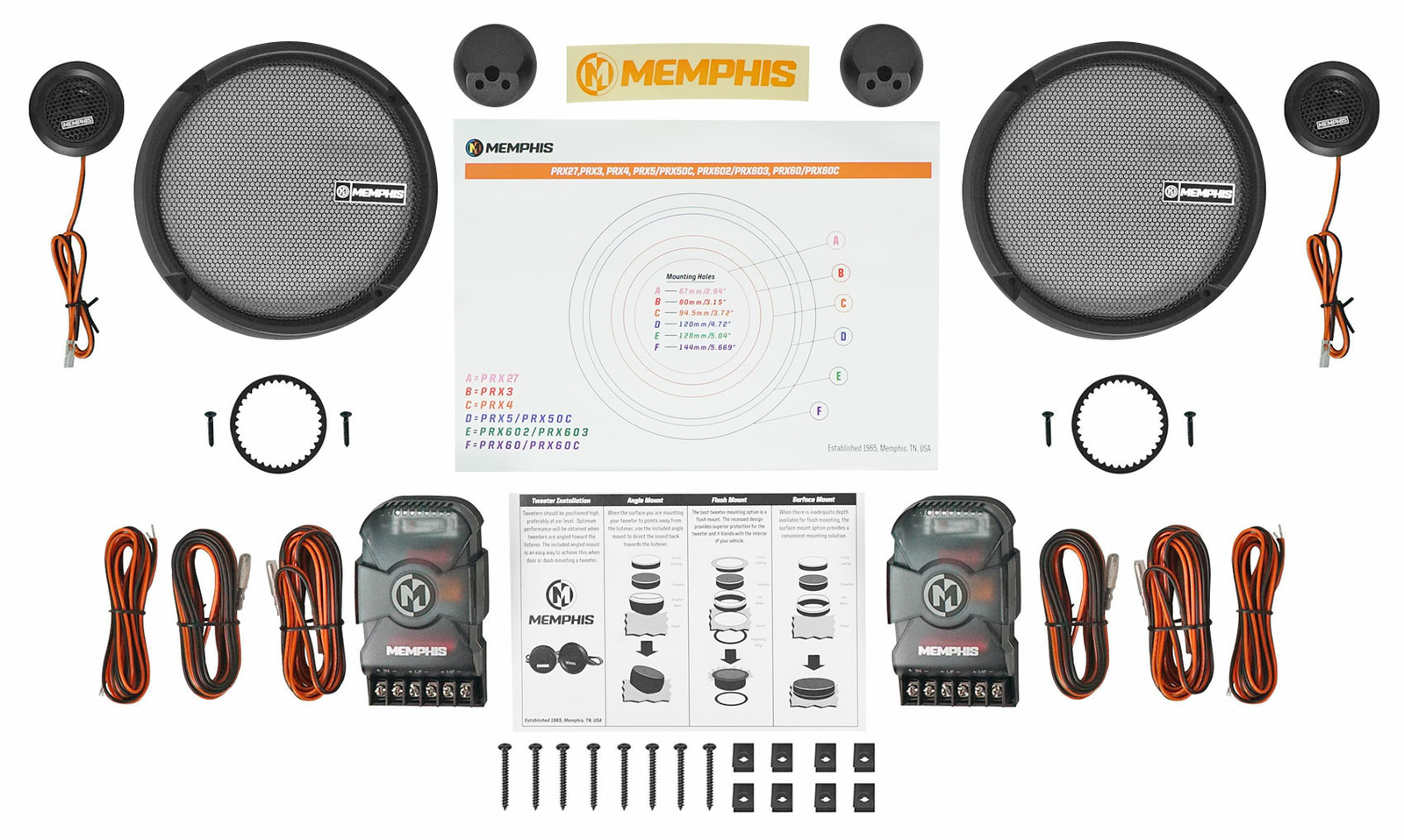 Пара компонентов Memphis Audio PRX60C 65 Динамики PRX5 525 Звуковой комплект ROCKMAT