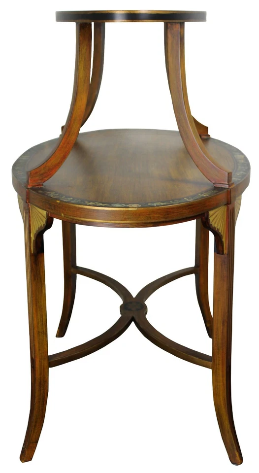 Sarreid Eduardiano Bandeja Ovalada Superior Mesa Étagère Sheraton Renacimiento Floral Pintado 35 Foto 3 de 4