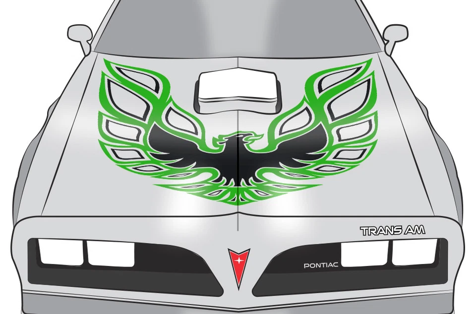 Calcomanía gráfica Firebird Hood 42" X 42" para Pontiac Trans Am VERDE NEGRO Foto 2 de 2