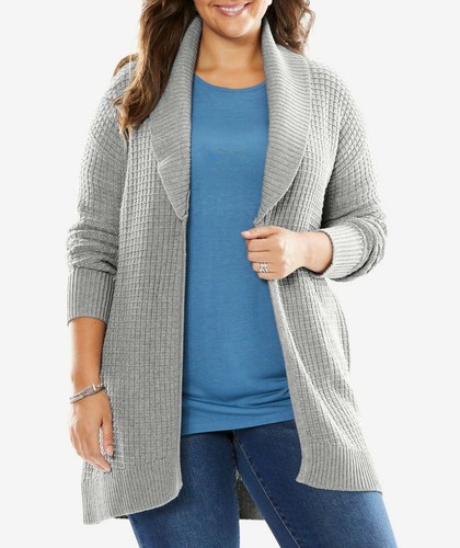 Heather Grey Shawl Collar 