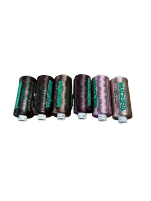 Madeira Embroidery Thread Polyneon 1000M X 6 Purple & Brown 1931 1654 1983+ 3