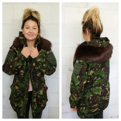 camo jacket fur hood