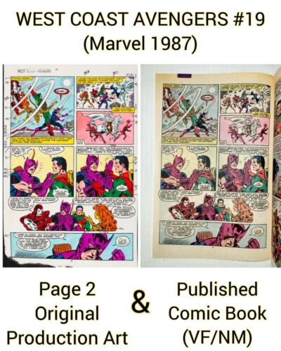 West Coast Avengers #19 Original Prod Art + Comic (1987) Hawkeye & Wonder Man! - Picture 1 of 5
