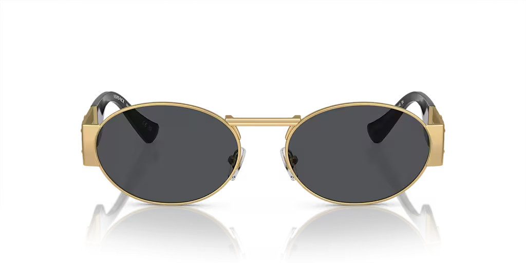 VERSACE OVAL SUNGLASSES VE2264 MATTE GOLD FRAME DARK GREY LENS 140mm image 2