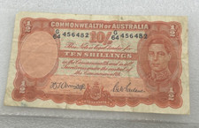 1942 R13 Armitage McFarlane Ten Shilling Paper Note in Used Fine Condition