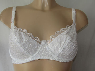 White Embroidered and Lace Bra 38C by Wild Orchid FM28 C8