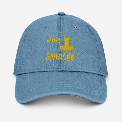 ''Jag Älskar Sverige'' Denim Hat Thor Mjölner Asatru Hednisk Viking Norse