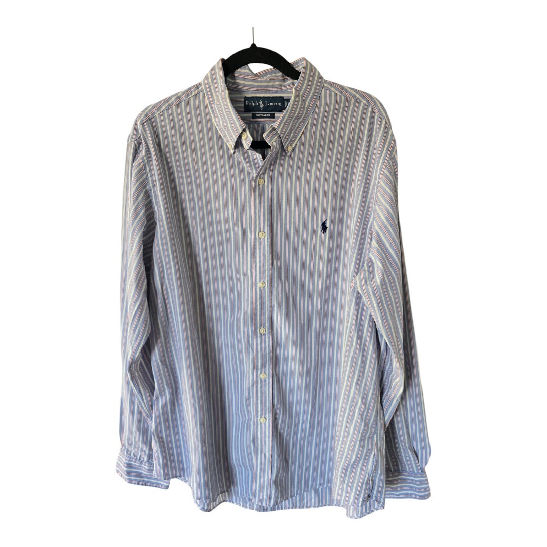 Camicia Ralph Lauren uomo XL a righe con bottoni manica lunga pony ottima