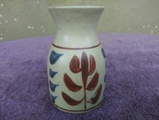 Vintage Takahashi Speckled Stoneware Sake Bottle Vase with Woven Rattan Medallion — listing 2