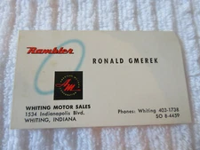 AMERICAN MOTORS CORP RAMBLER VINTAGE BUSINESS CARD