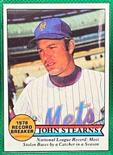 1978 Topps 205 NL RB John Stearns Most Steals for Catcher Season New York Mets