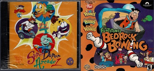 Flintstones Bedrock Bowling & Super Duper 1 Arcade PC New XP All Great Kid Fun