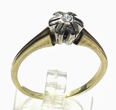 Klassisch solider 585 Gold 14 K Ring Brillant ca. 0,05 ct. Ø 20mm RG 63 - Bild 1 von 4