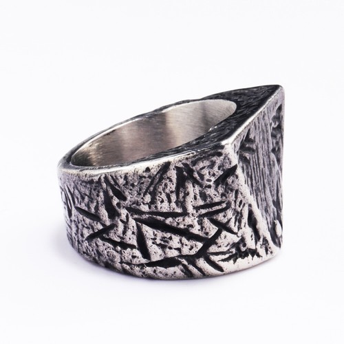 New Retro Triangle Vintage Wedding Signet Ring Stainless Steel Men's Boy's Ring - Picture 9 of 9