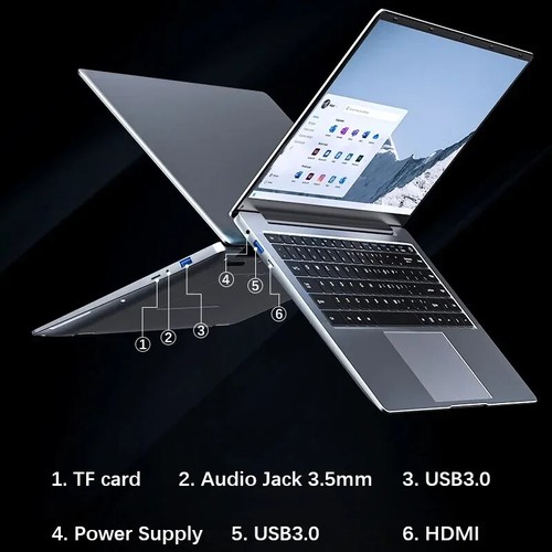 Laptop Computer Windows11 Pro Ultra Slim Notebook 14.1'' For Intel Pentium N3700 - Picture 6 of 28